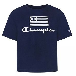 CHAMPION Blue Classic Logo Crewneck Tee Girls Boys Unisex Cotton T-Shirt NWT